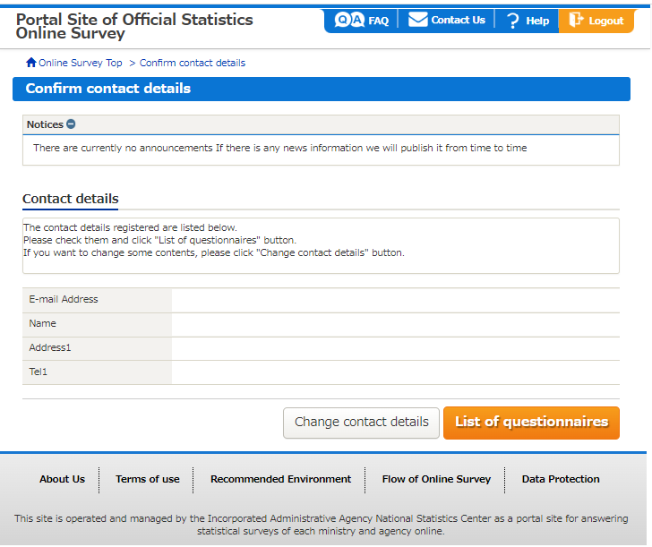 Confirm contact details screen