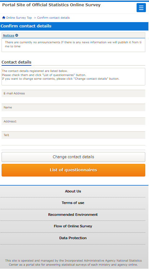 Confirm contact details screen